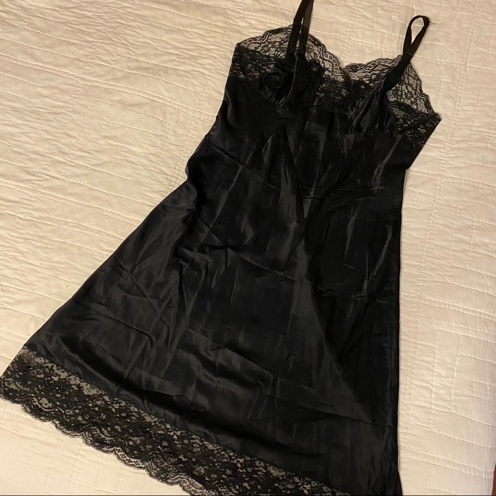 Vintage Barbizon Black Nylon and Lace Slip